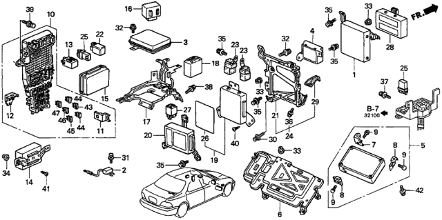 1997 Acura TL Control Unit - Cabin Diagram