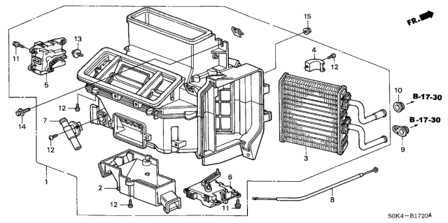 2003 Acura TL 4 Door TL KA 5AT Heater Unit Diagram