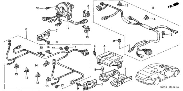 2000 Acura TL Srs Unit Diagram for 77960-S0K-A82