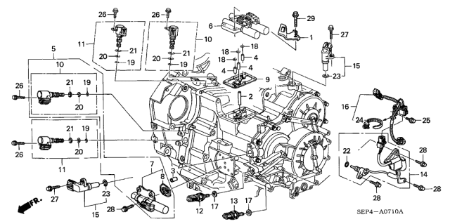 2006 Acura TL Automatic Transmission Oil Pressure Switch Assembly Diagram for 28600-RKE-004