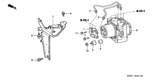 1999 Acura RL Proportioning Valve Assembly Diagram for 46210-SZ3-003