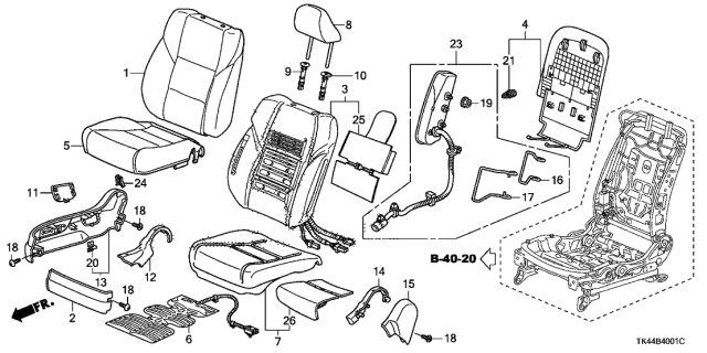 2010 Acura TL Passenger Seat-Seat Back Cover (Gray) Diagram for 04811-TK5-A71ZK