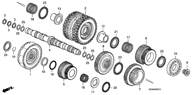 2011 Acura ZDX 5 Door TECH KA 6AT AT Secondary Shaft - Clutch (Low/2ND-5TH) Diagram