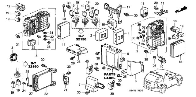 2001 Acura MDX Control Unit - Cabin Diagram