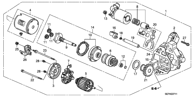 2008 Acura TL 4 Door BASE (NAVIGATION) KA 5AT Starter Motor (MITSUBA) Diagram