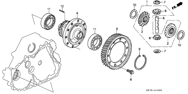 1993 Acura Integra 3 Door GSL (LEATHER) KA 4AT AT Differential Gear Diagram