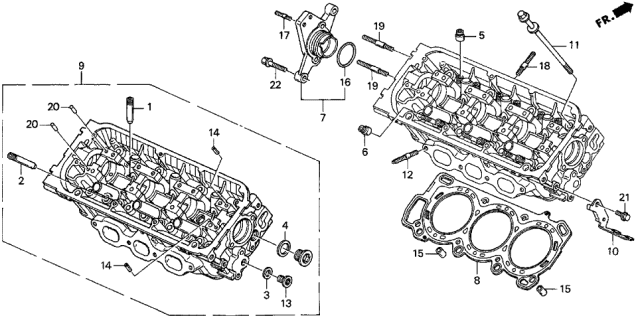 1997 Acura CL Cylinder Head Assembly, Rear Diagram for 12300-P8C-306