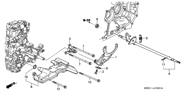 2002 Acura TL 4 Door TL KA 5AT 5AT Shift Fork Diagram
