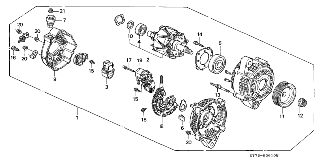 1994 Acura Integra 3 Door GS-R KA 5MT Alternator (DENSO) Diagram