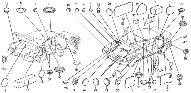 1990 Acura Legend Seal, Right Rear Pillar Diagram for 84132-SD4-000