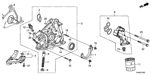 2015 Acura RDX Pump Assembly, Oil Diagram for 15100-R70-A11