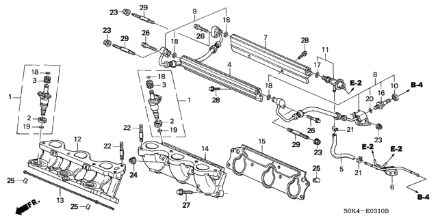 1999 Acura TL Pipe, Front Fuel Diagram for 16611-P8A-A02