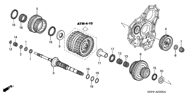 2004 Acura TL 4 Door BASE (NAVIGATION) KA 5AT AT Mainshaft Diagram