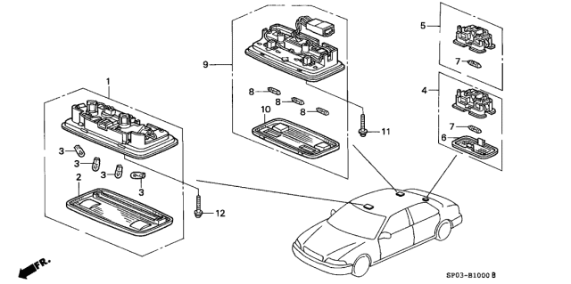 1991 Acura Legend Light Assembly, Rear Interior (Jupiter Blue) Diagram for 34500-SP0-013ZB