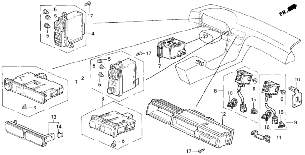 1994 Acura Legend Clock Assembly, Digital (Northland Silver) Diagram for 39700-SP0-A03