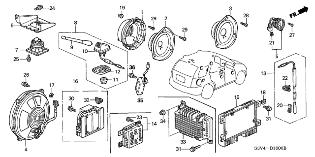 2002 Acura MDX Amplifier Assembly, Front Diagram for 39186-S3V-A11