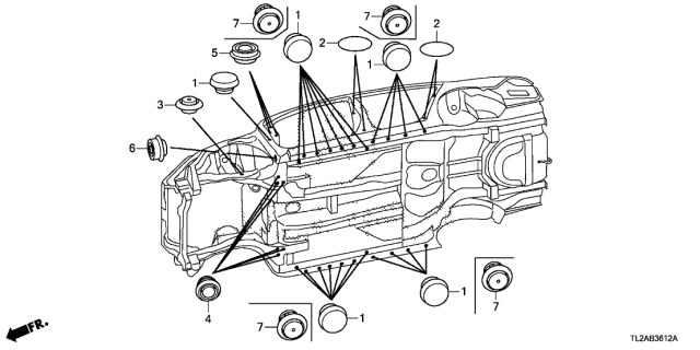 2013 Acura TSX 4 Door TSX V6 KA 5AT Grommet Diagram 1