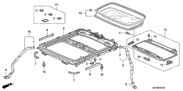 2007 Acura TL Fastener, Roof Lining Diagram for 70020-SDN-A01