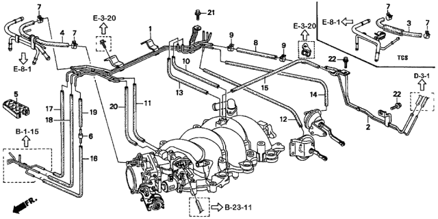 1996 Acura TL 4 Door BAS3.2 KA 4AT Install Pipe - Tubing (V6) Diagram