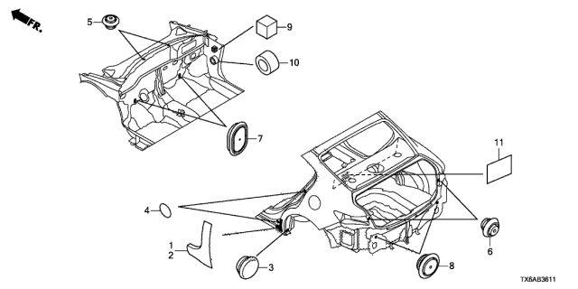 2020 Acura ILX Grommet (Rear) Diagram