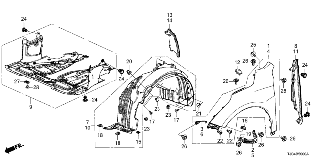 2019 Acura RDX Front Fenders Diagram