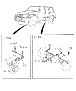 1999 Acura SLX 4 Door 4LS (PREMIUM) KA 4AT Master Cylinder Brake Line Diagram