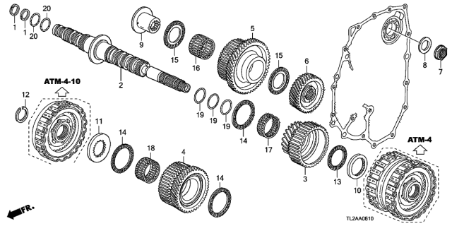 2013 Acura TSX 4 Door TECH KA 5AT AT Secondary Shaft (L4) Diagram