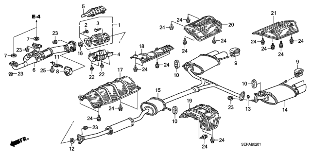 2008 Acura TL Exhaust Pipe - Muffler Diagram