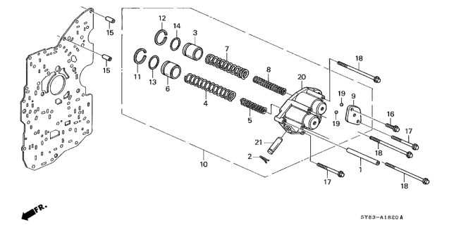1997 Acura CL 2 Door PRE3.0 KA 4AT AT Accumulator Body Diagram