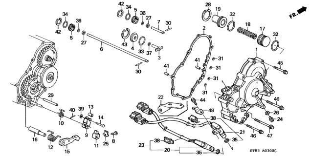 1996 Acura Integra AT Right Side Cover Diagram