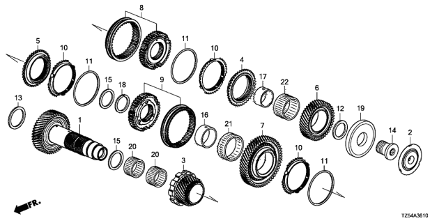 2019 Acura MDX 5 Door TECH (HYBRID (AWD)) KA DCT AT Secondary Shaft Diagram