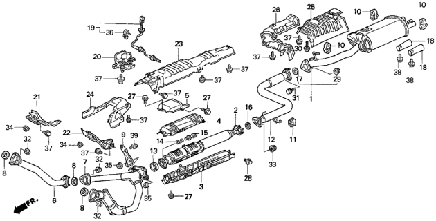 1996 Acura TL Chamber Catalytic Converter (Hhe382) Diagram for 18151-P5G-A00