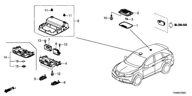 2017 Acura RDX Module Assembly, Front Roof (Sandstorm) Diagram for 36600-TX4-A01ZA