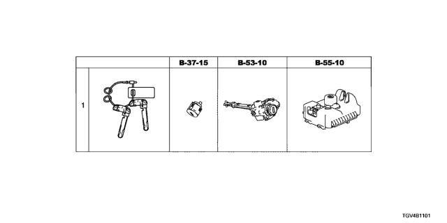 2021 Acura TLX 4 Door ADV KA XAT Key Cylinder Set Diagram