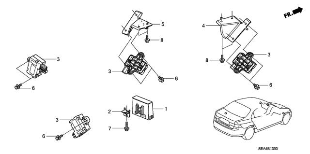 2007 Acura TSX Bracket, Right Front Initiator Diagram for 39361-SEC-A00