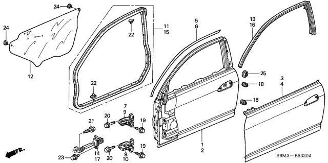 2005 Acura RSX Door Panels Diagram