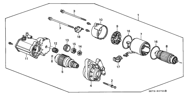 1990 Acura Integra Starter Motor (DENSO) Diagram