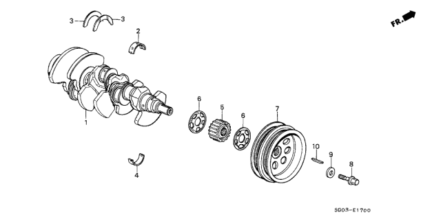 1988 Acura Legend Bearing E, Main (Lower) (Pink) (Taiho) Diagram for 13345-PH7-014