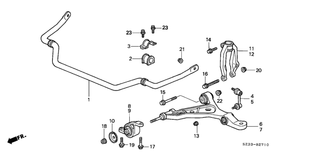 1999 Acura RL Left Front Suspension Control Arm Bushing Diagram for 51390-SZ3-000