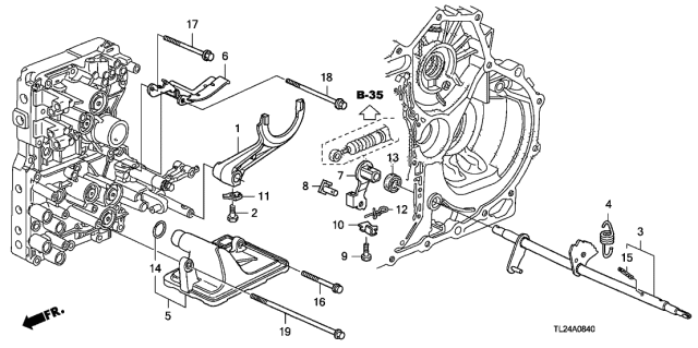 2009 Acura TSX 4 Door TSX (TECH) KA 5AT AT Shift Fork Diagram
