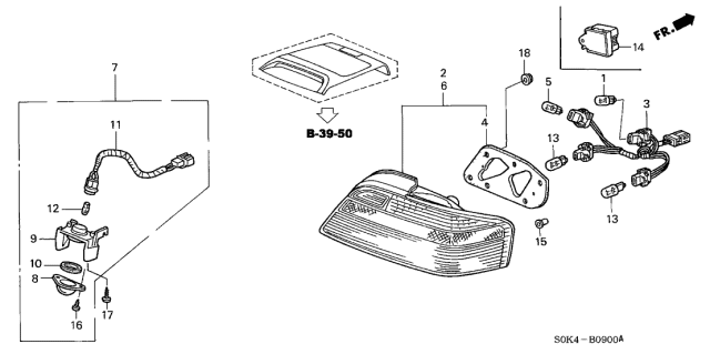 2003 Acura TL Driver Side Lamp Unit Diagram for 33551-S0K-A11