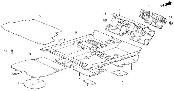 1990 Acura Legend 4 Door L KA 4AT Floor Mat Diagram