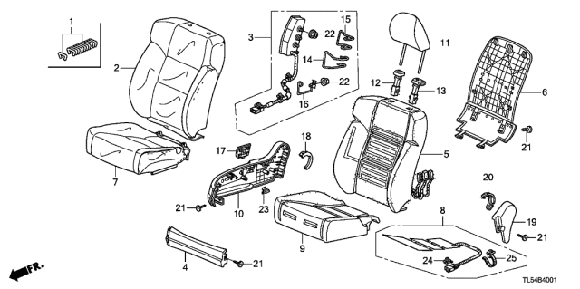 2011 Acura TSX Front Seat Diagram 2