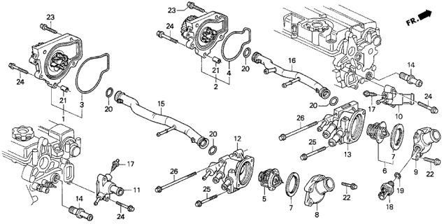 1993 Acura Integra Water Pump (Keihin) Diagram for 19200-P30-003
