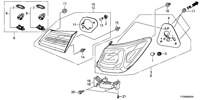 2015 Acura RLX Taillight - License Light Diagram