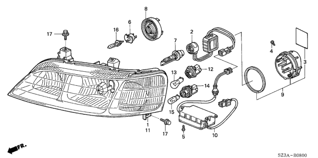 2004 Acura RL 4 Door RL (NAVIGATION) KA 4AT Headlight Diagram