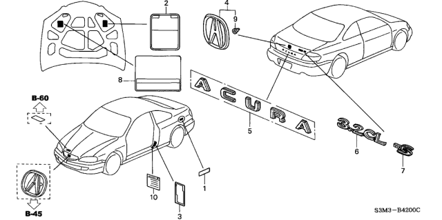 2003 Acura CL Emblem Set, Rear (Acura) Diagram for 75713-S3M-A00