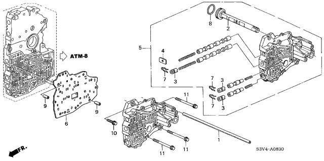 2001 Acura MDX 5 Door STD KA 5AT AT Servo Body Diagram