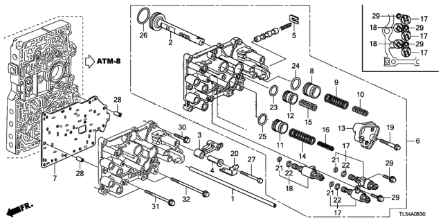 2011 Acura TSX 5 Door TSX KA 5AT AT Servo Body Diagram