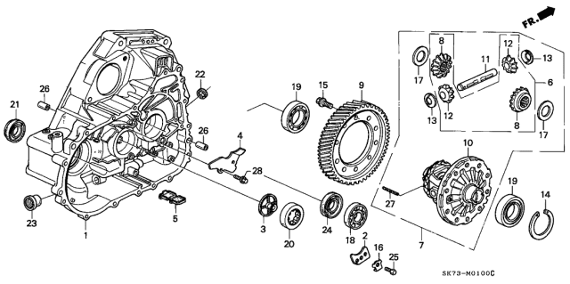 1993 Acura Integra Case Assembly, Differential Diagram for 41100-P21-000